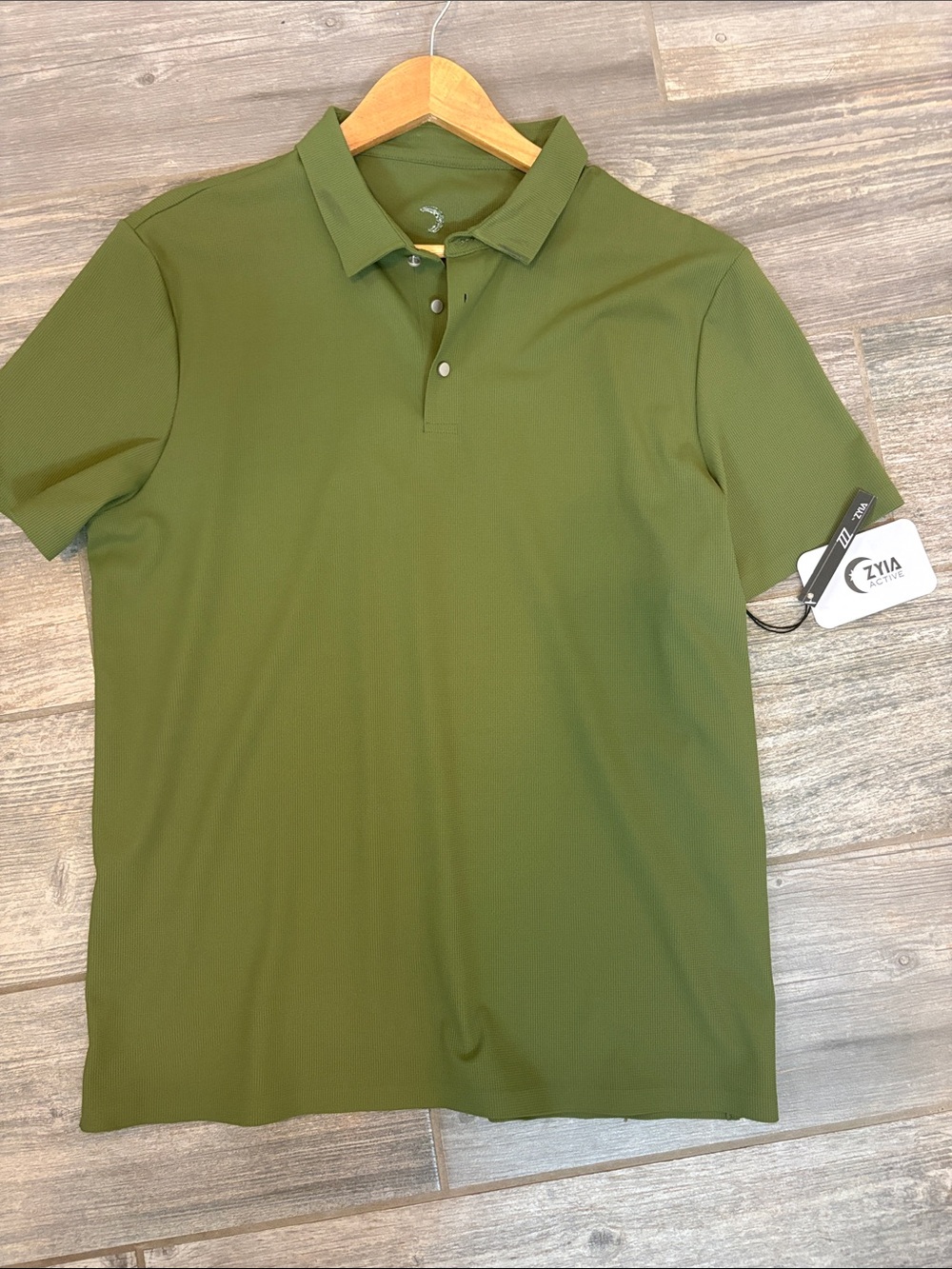 Zyia Active Men's Army Green Bay Hill Polo